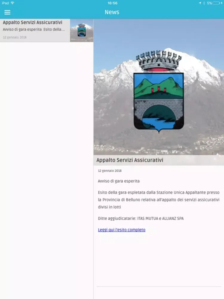Comune di Ponte nelle Alpi iPad 應用截圖