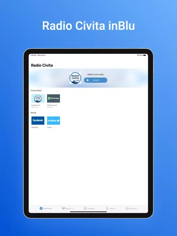 Radio Civita InBlu iPad  Screenshots