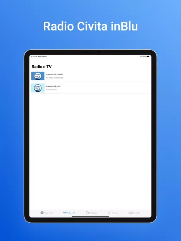 Radio Civita InBlu iPad  Screenshots