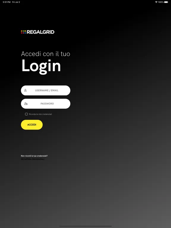 Tangkapan layar Regalgrid End User App iPad 