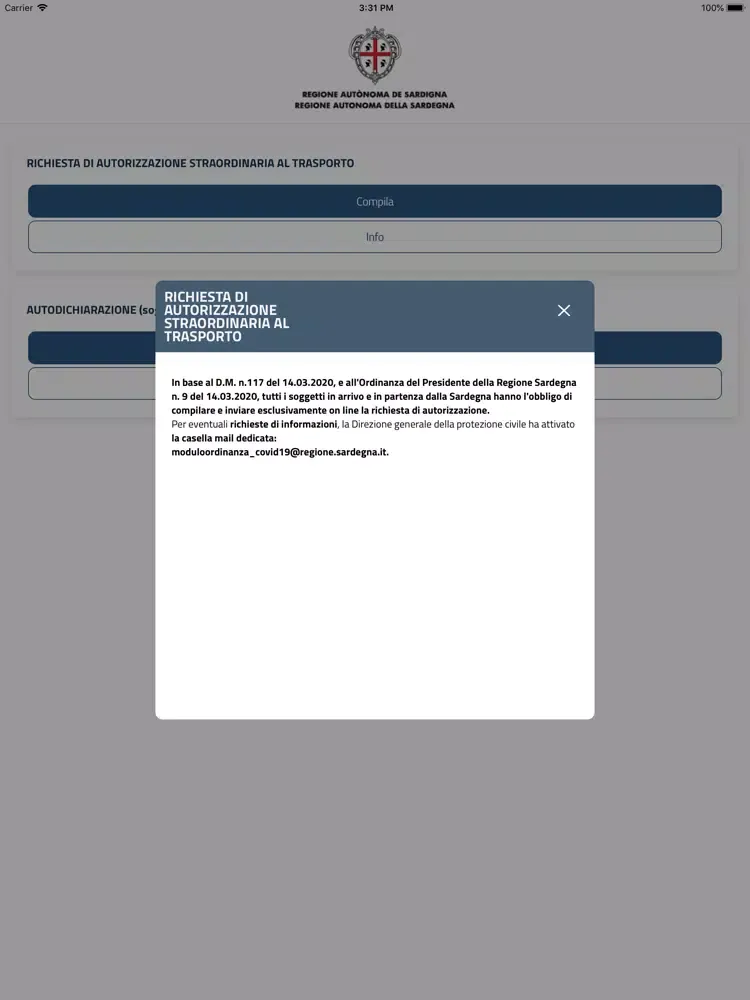 COVID19 Regione Sardegna iPad  Screenshots
