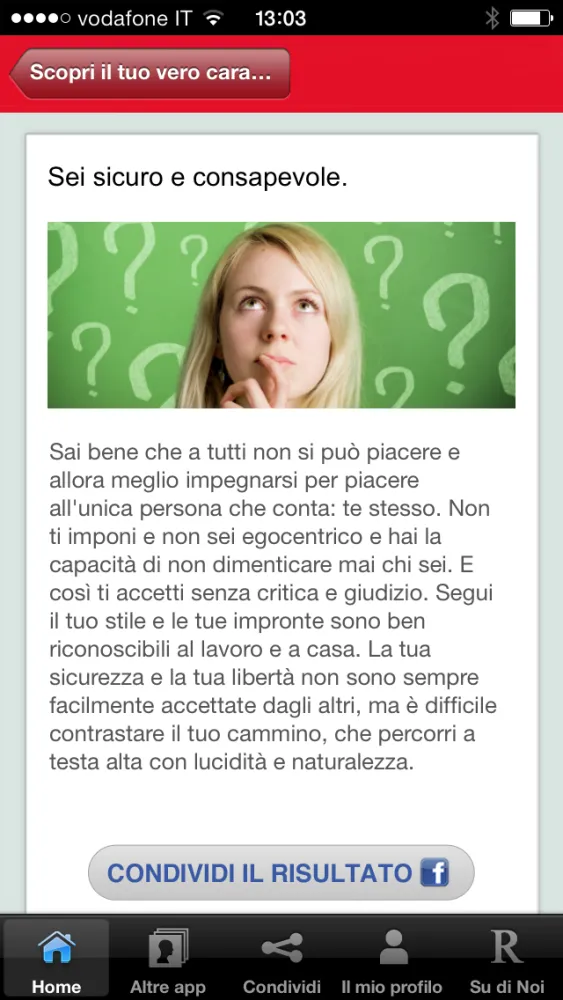 Screenshot di Scopri il tuo vero carattere
