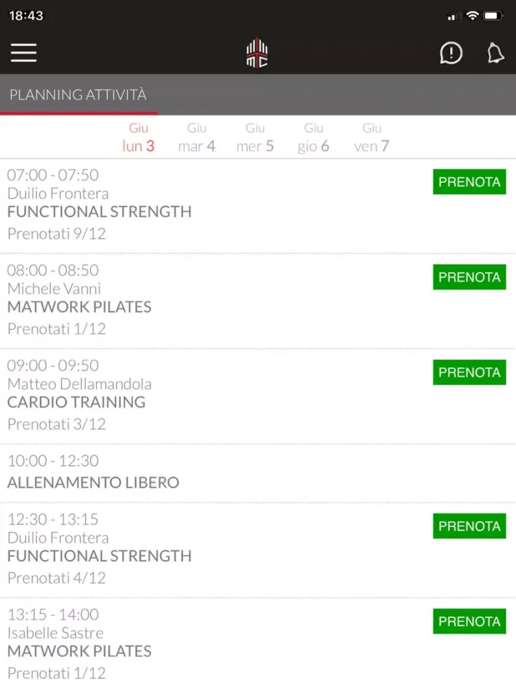 Zrzuty ekranu Milano Training Club iPad 