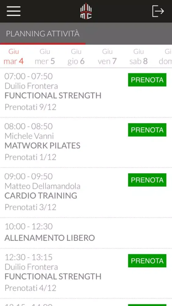 Zrzuty ekranu Milano Training Club