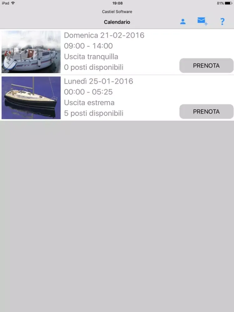 Ảnh chụp màn hình của WowSail iPad 