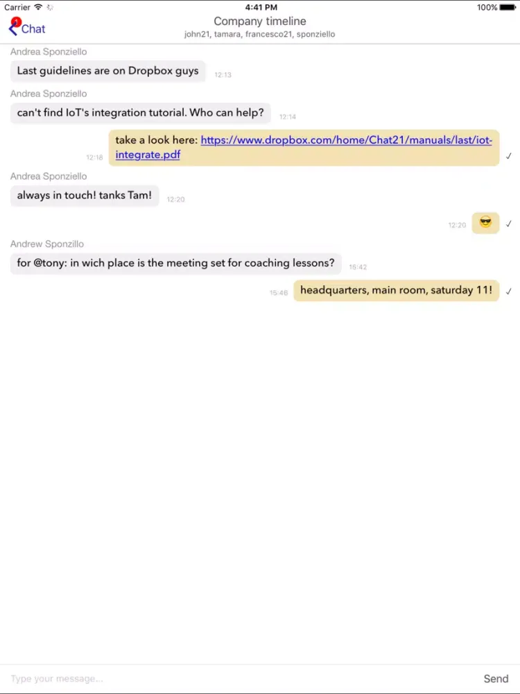 Скриншоты Chat21 iPad 
