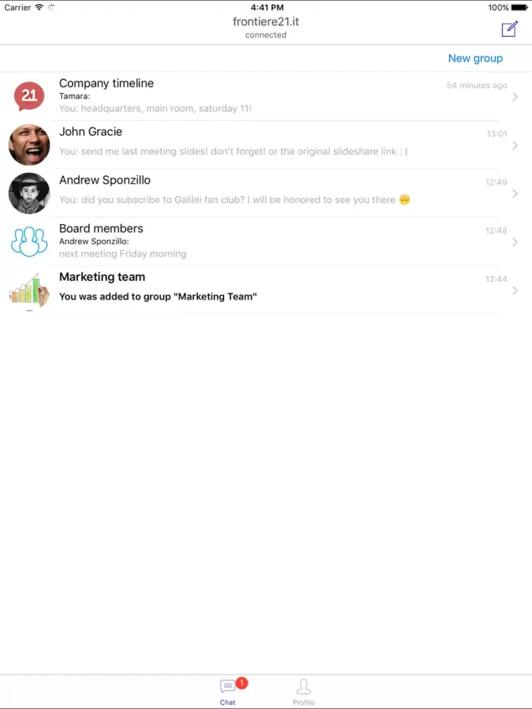 Скриншоты Chat21 iPad 