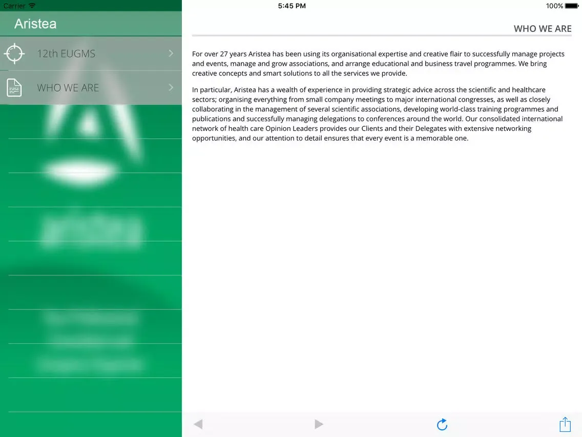 ARISTEA iPad  Screenshots