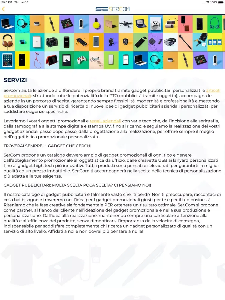 Capturas de tela do Sercom iPad 