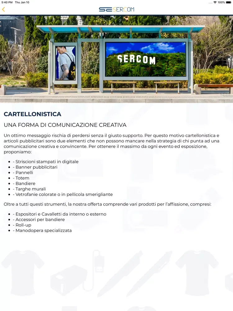 Capturas de tela do Sercom iPad 