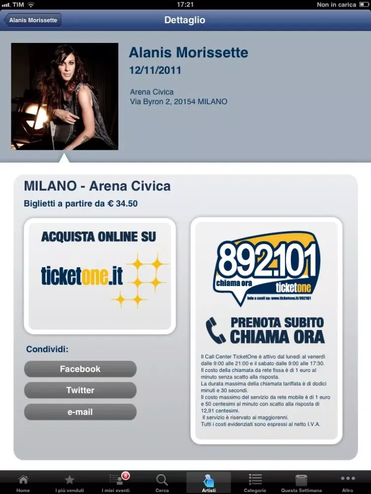 Screenshot di Call Center TicketOne 892.101 iPad 