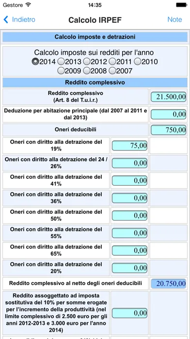 Calcoli IRPEF 스크린샷