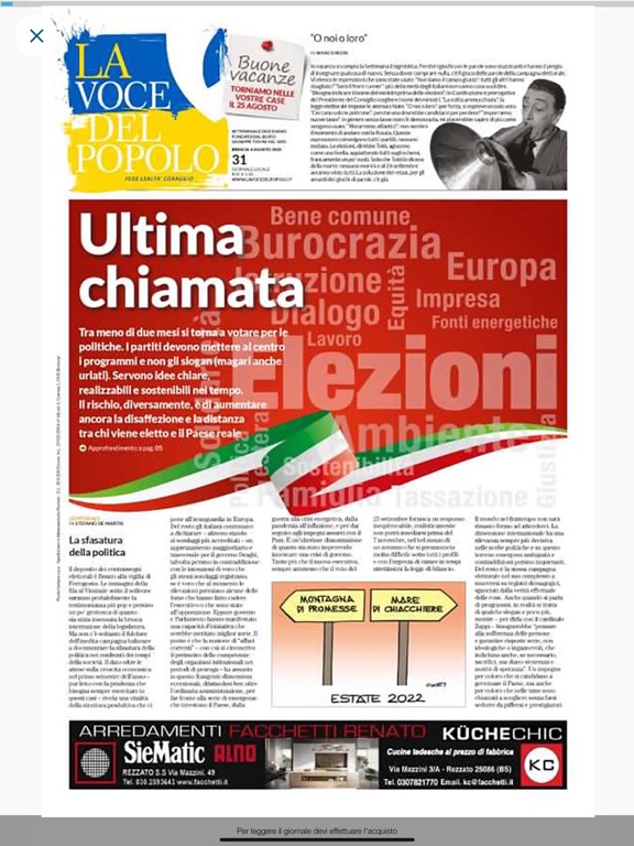 Tangkapan skrin La Voce del Popolo iPad 