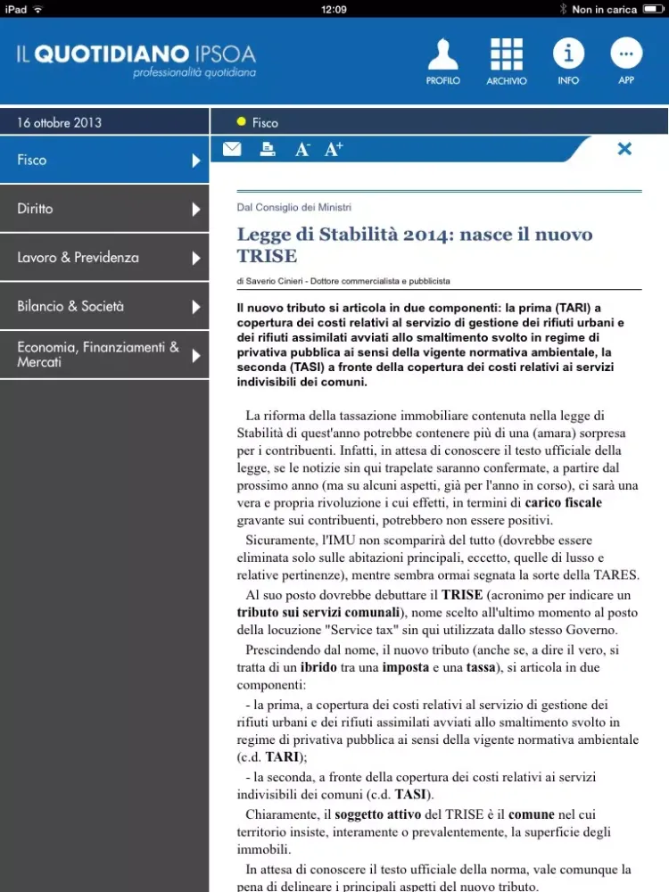 ภาพหน้าจอของ Il Quotidiano IPSOA iPad 