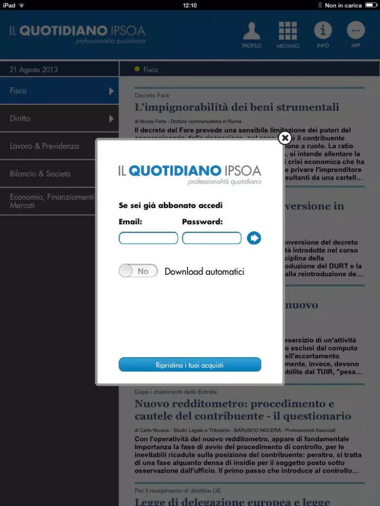 ภาพหน้าจอของ Il Quotidiano IPSOA iPad 