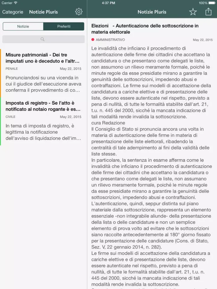Notizie-Pluris iPad  스크린샷