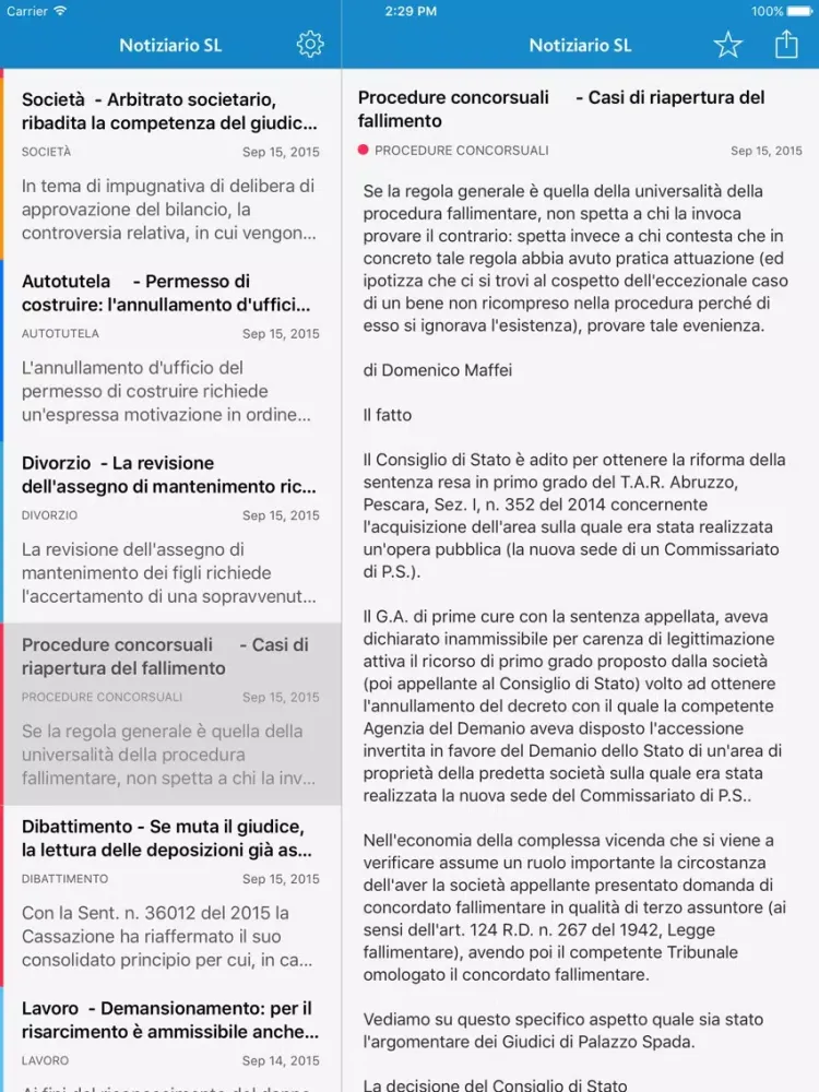 Capturas de tela do NotizieSL iPad 