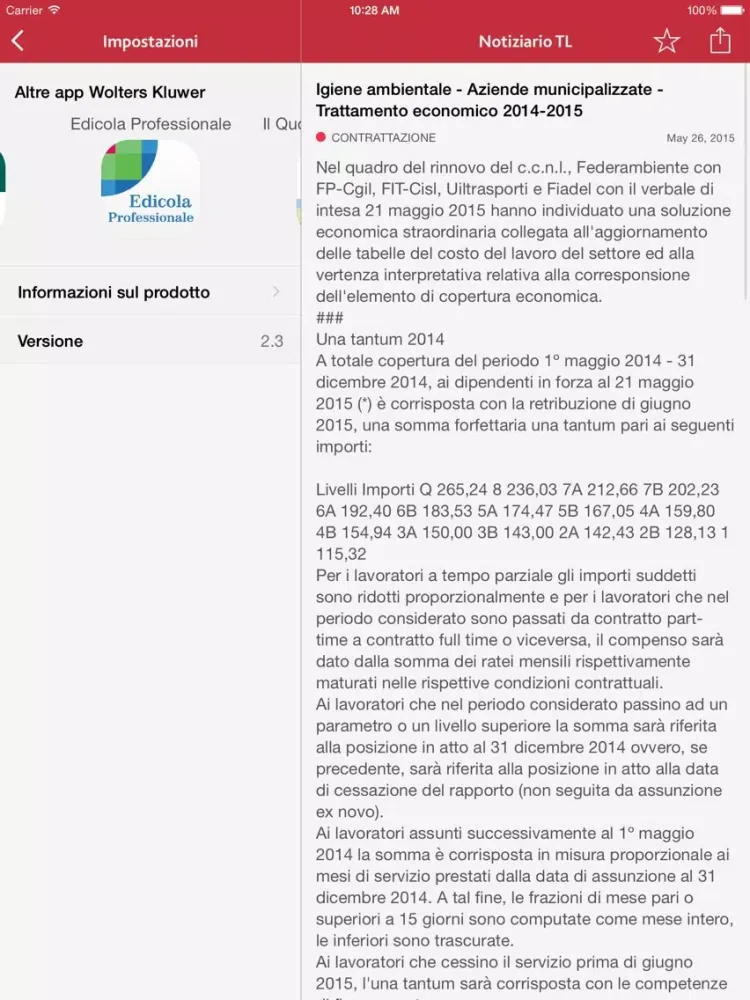 Screenshot di Notiziario TL iPad 