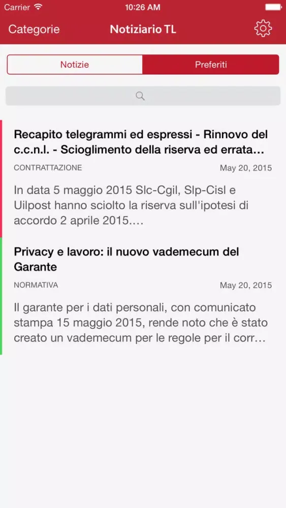 Screenshot di Notiziario TL