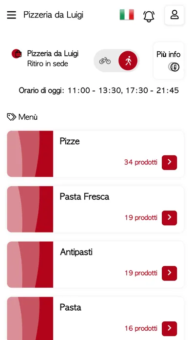 Capturas de tela do Pizzeria da Luigi