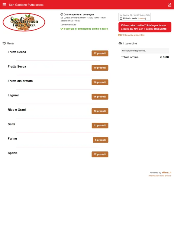 Tangkapan layar San Gaetano frutta secca iPad 