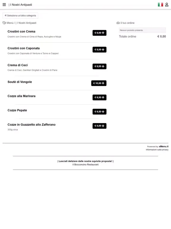 Capturas de pantalla de Il Bocconcino Restaurant iPad 