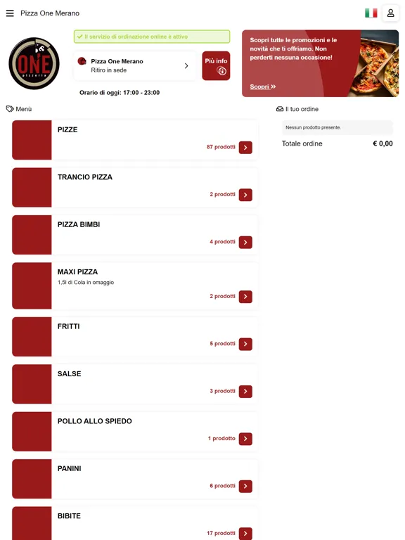 Pizza One Merano iPad  Ekran Görüntüleri