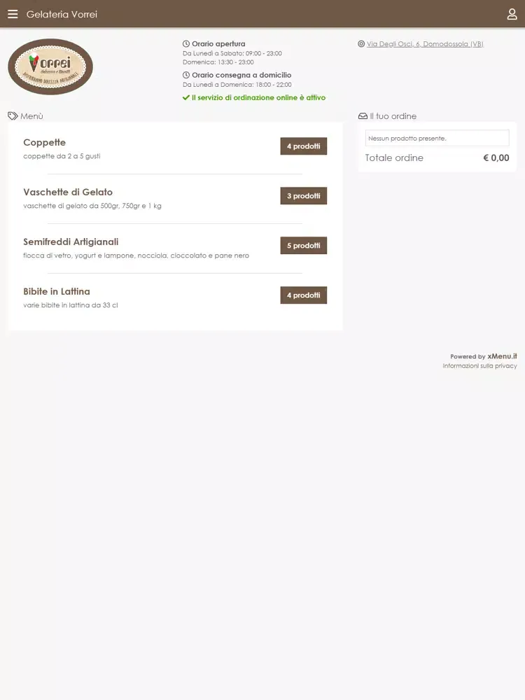 Tangkapan layar Gelateria Vorrei iPad 