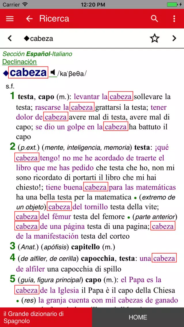 Zrzuty ekranu Grande dizionario di Spagnolo