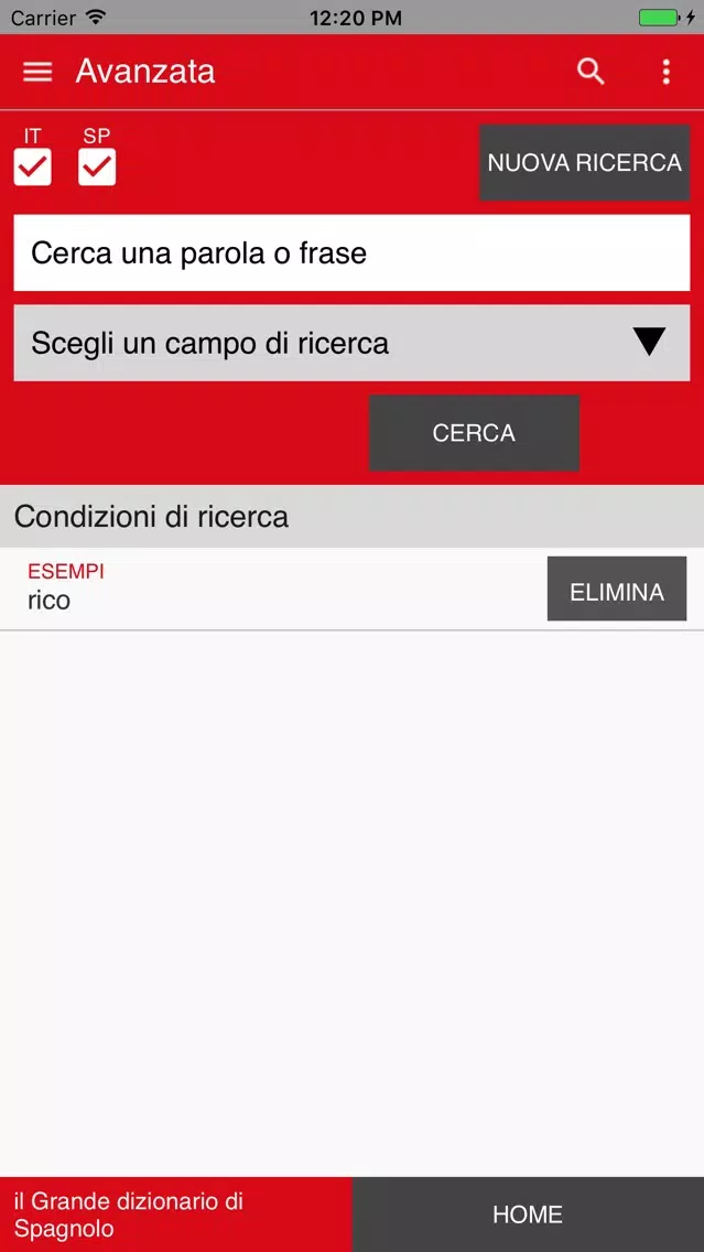 Zrzuty ekranu Grande dizionario di Spagnolo