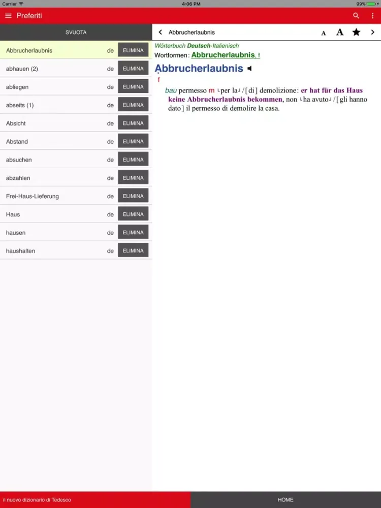 صور il nuovo dizionario di Tedesco iPad 