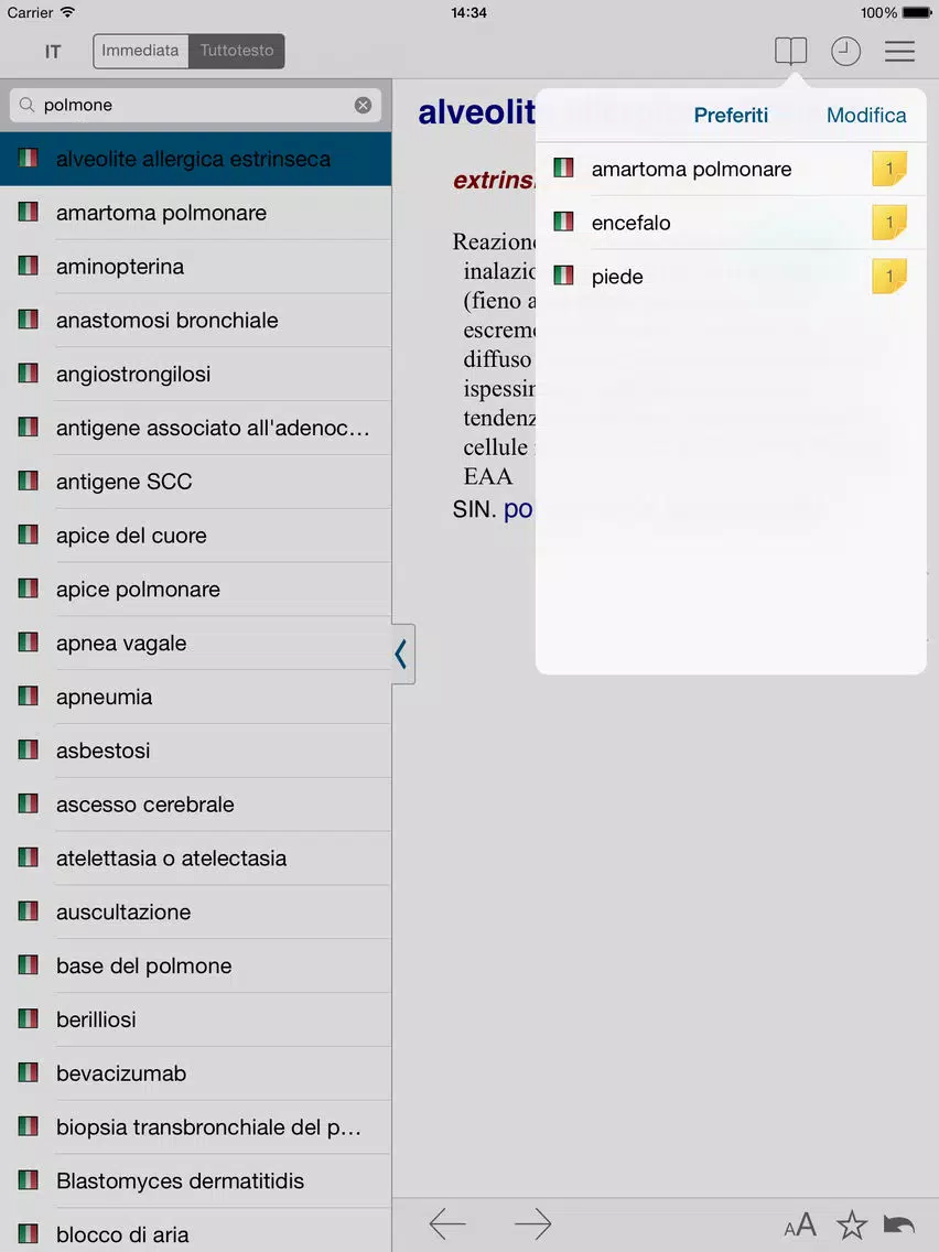 Dizionario Medicina e Biologia iPad 应用截图