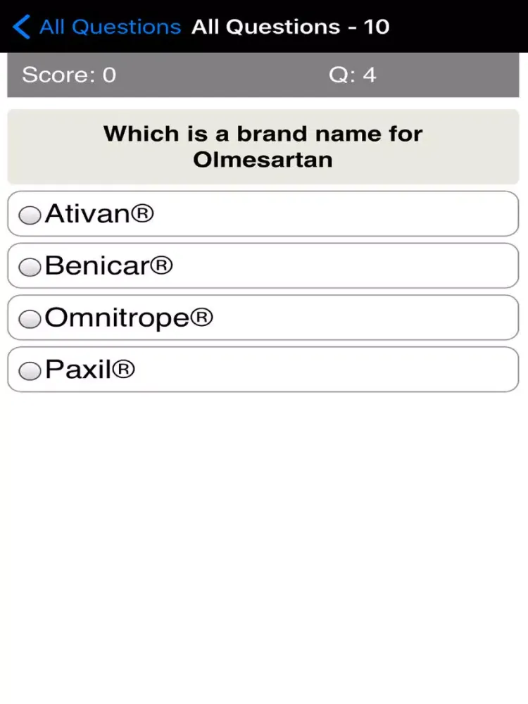Ảnh chụp màn hình của Top 100 Drugs Quiz iPad 