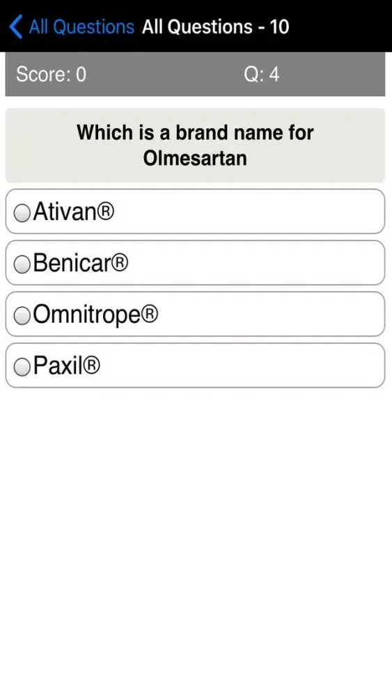 Ảnh chụp màn hình của Top 100 Drugs Quiz