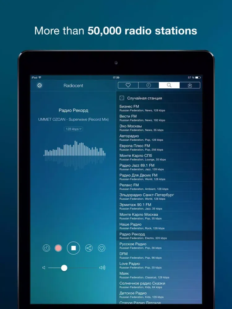 Radiocent online radio 50,000 stations iPad  স্ক্রিনশট