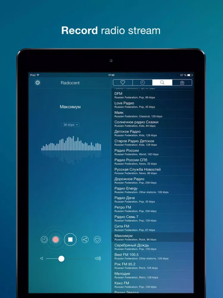 Radiocent online radio 50,000 stations iPad  স্ক্রিনশট