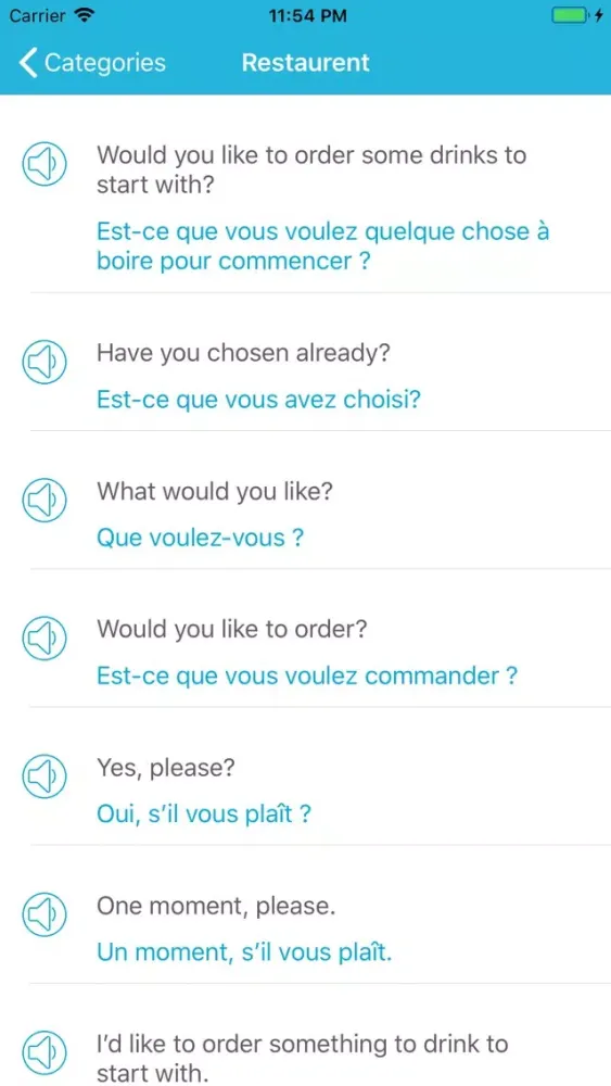 Ảnh chụp màn hình của Learn French Phrases and Words
