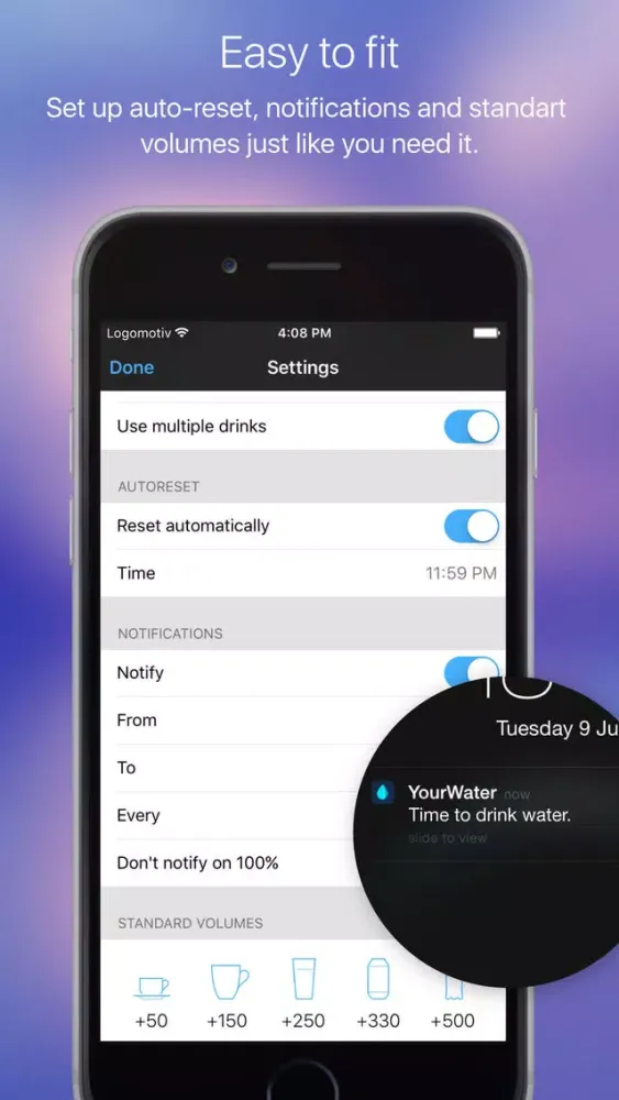 Скриншоты YourWater – water balance, hydration tracker
