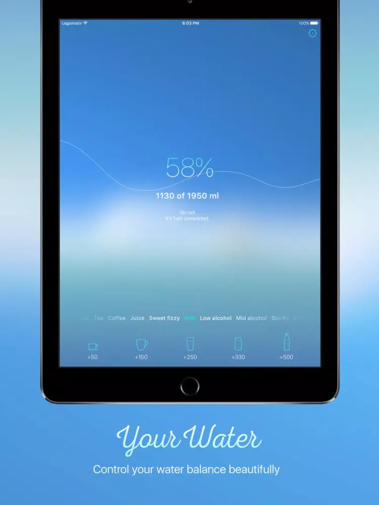 YourWater Free — your water balance & hydration tracker iPad  Screenshots