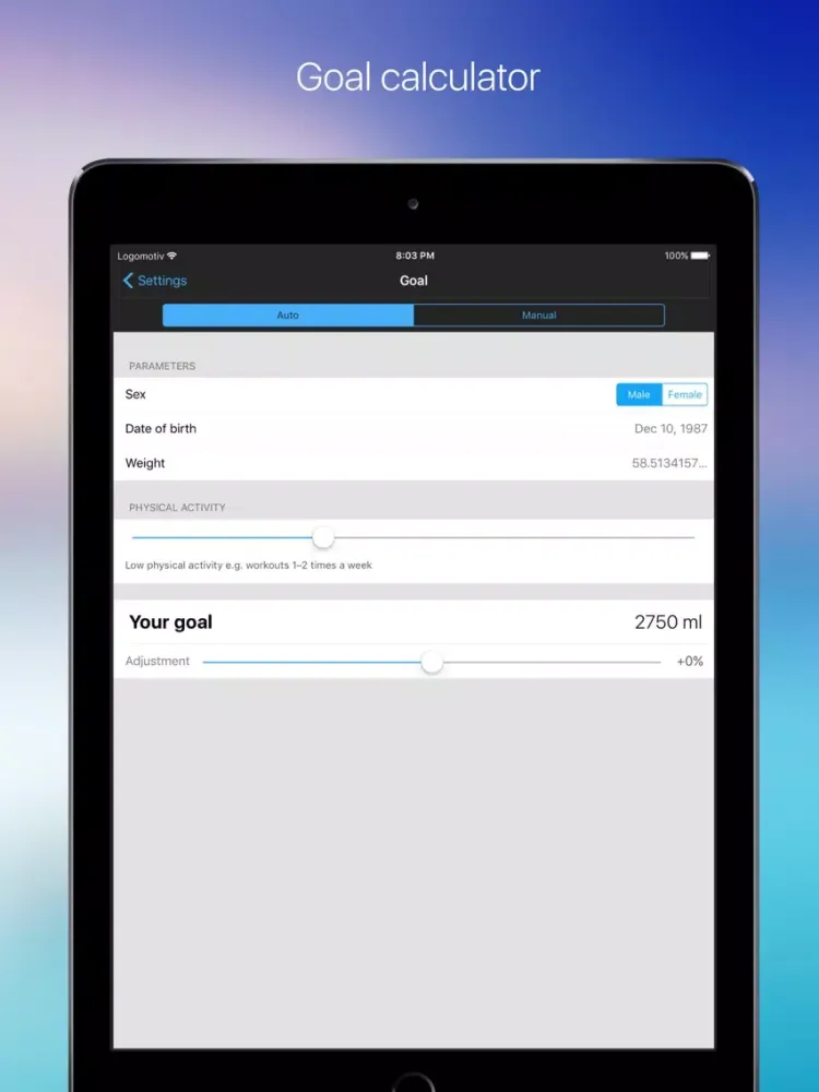 YourWater Free — your water balance & hydration tracker iPad  Screenshots