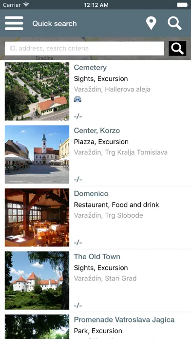 Ảnh chụp màn hình của City Guide App Varaždin