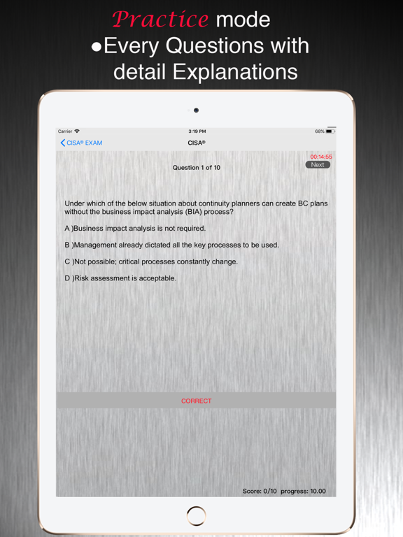 Tangkapan layar CISA Exam Pass iPad 