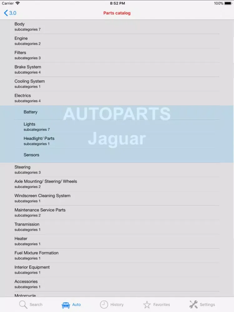 Autoparts for Jaguar iPad  Screenshots