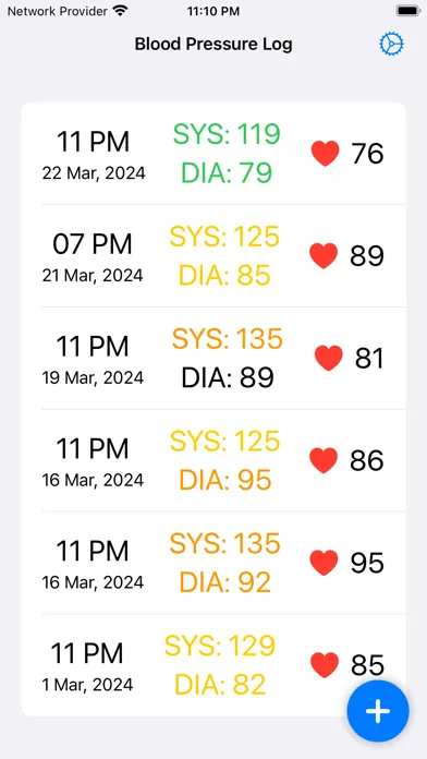 Daily Blood Pressure Log スクリーンショット