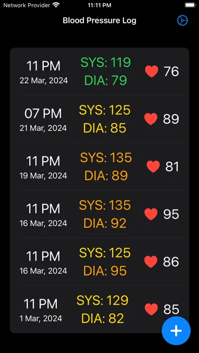 Daily Blood Pressure Log スクリーンショット