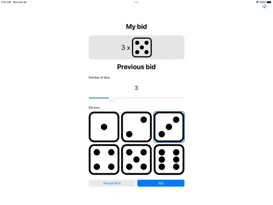 Zrzuty ekranu Liar's Dice AI iPad 