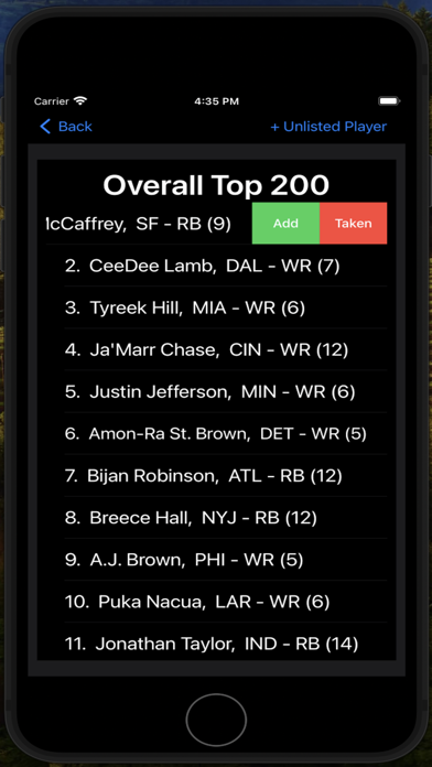 Capturas de tela do Fantasy FB Draft Kit