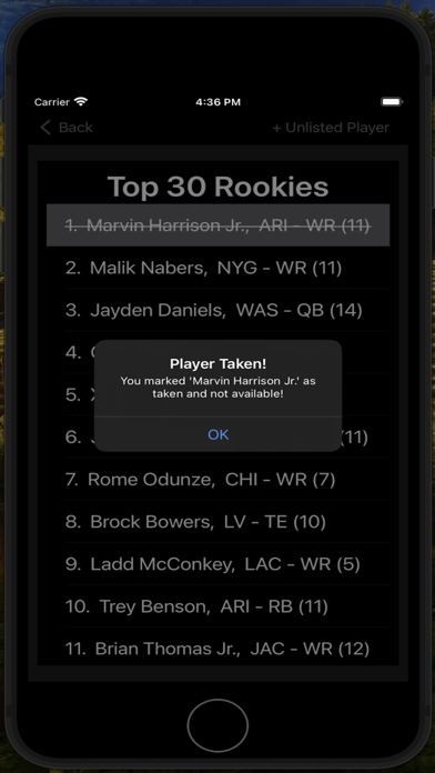 Capturas de tela do Fantasy FB Draft Kit