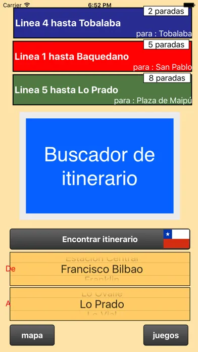 Metro de Santiago - Mapa y Buscador de Itinerarios سکرین شاٹس