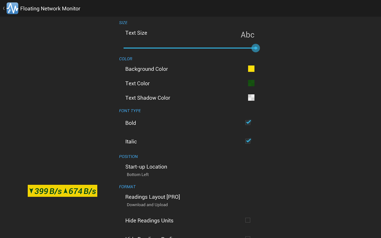 Floating Network Monitor Screenshots